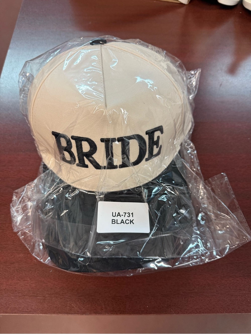 Zenana Outfitters Bride Embroidered Cap - Cream and Black